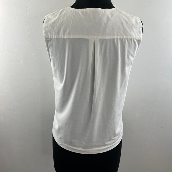 MAXMARA WEEKEND White Cotton Sleeveless V-Neckline Pullover Blouse Top Size S - Picture 6 of 9